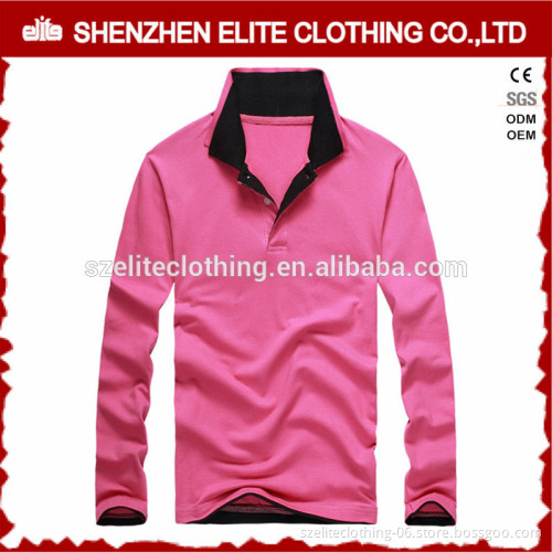Good Quality Top Selling Plain Pink Long Sleeves Polo Shirts